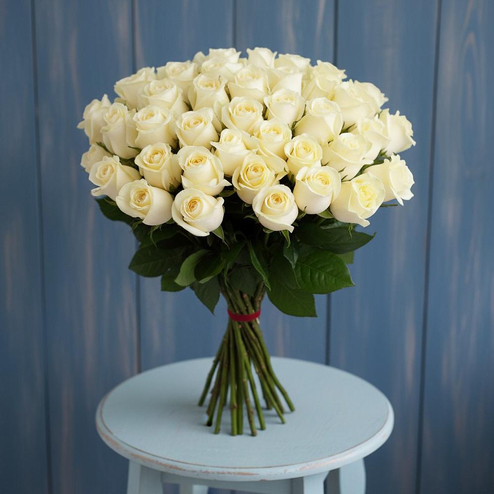 Букет 51 Белая роза Эдлесс Лав в Заречье