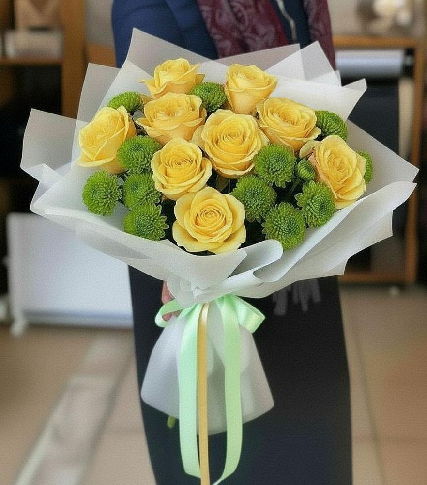 Букет цветов из: Хризантемы и Розы в Заречье