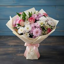 Букет цветов из:  Хризантемы, Альстромерии и Розы в Заречье