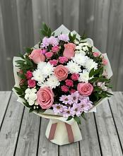 Букет цветов из:  Альстромерии, Гвоздики, Розы и Хризантемы в Заречье