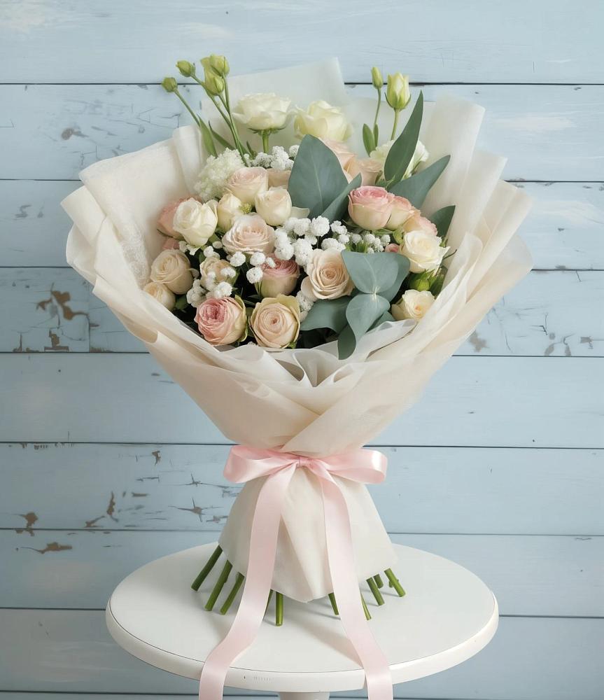 Букет цветов из: Розы и Лизиантусы в Заречье