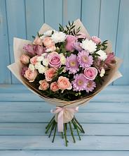 Букет цветов из:  Хризантемы, Розы и Альстромерии в Заречье