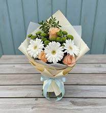 Букет цветов из:  Герберы, Розы и Хризантемы в Заречье