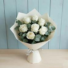 Букет Белые розы в Эвкалипте #REPLACE_PRED# Заречье